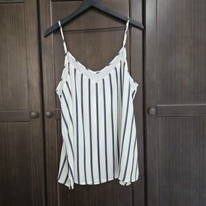 NWT Maurices Womens XL Double Pinstripe‎ Sheer Hem Spaghetti Strap Flowy Tank